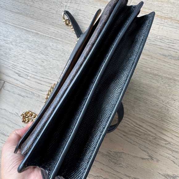 Coach Black and Brown Crossbody with Gold Chain - Picture 5 of 8